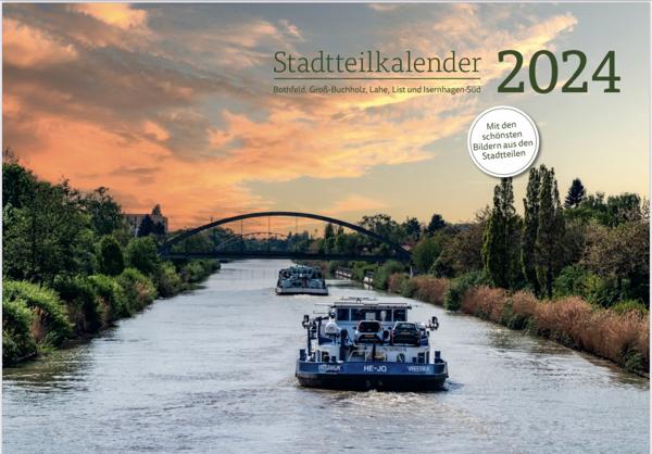 Titelblatt Ansicht für 2024, ein Binnenschiff befährt den Kanal. Sonne beleuchtet die Wolken von unten.